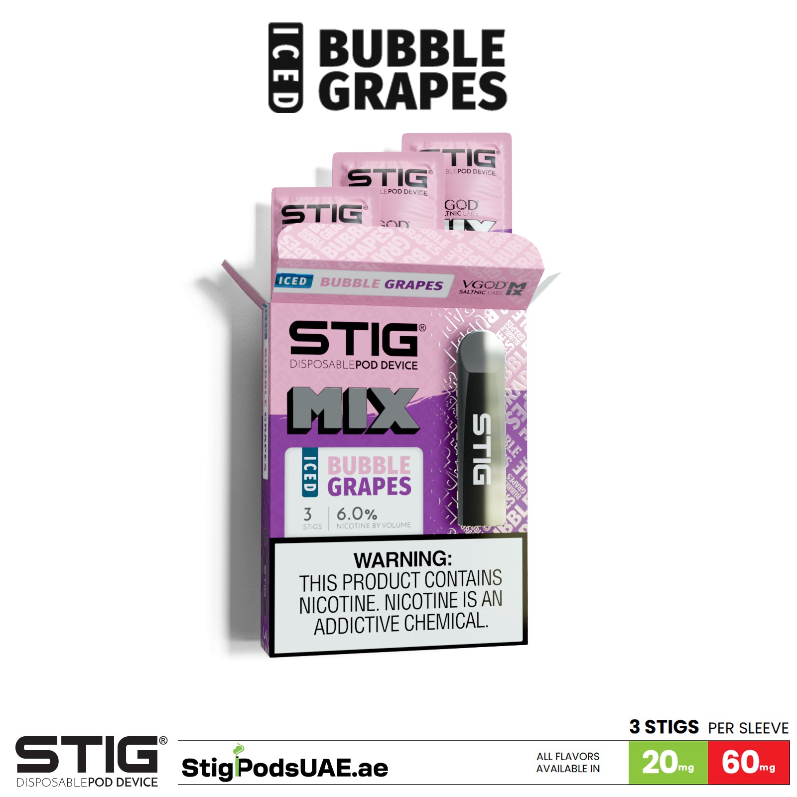 VGOD Stig Mix Bubble Grapes Disposable Pods